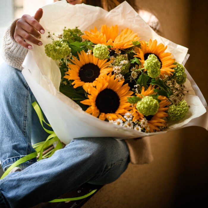DSC_6091_Original Trio bukiet (słoneczniki, rumianek, viburnum) — изображение 1