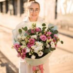 Duo bukiet eustom i eukaliptusa