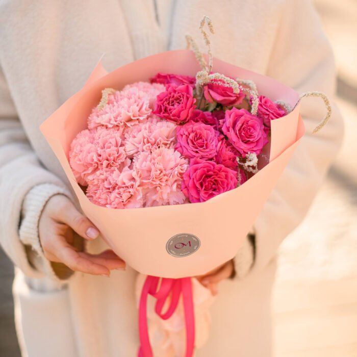 Trio bukiet (goździk, róża, amaranthus) — изображение 3