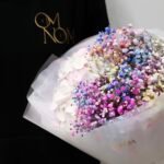 Bukiet z hortensja i kolorową gipsówką