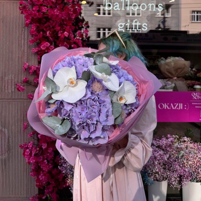 Bukiet z hortensjami, orchideami i scabiosą — изображение 3