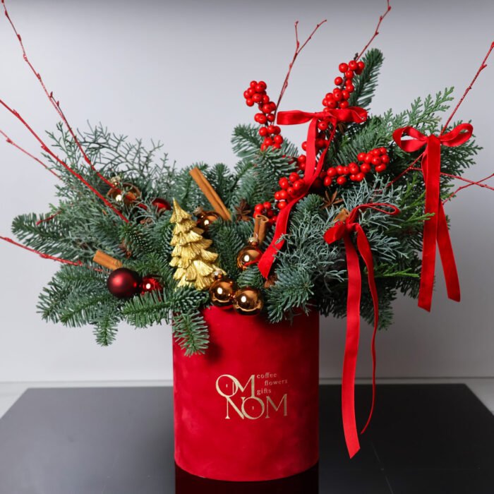 Świąteczna kompozycja w aksamitnym pudełku - obrazek 3