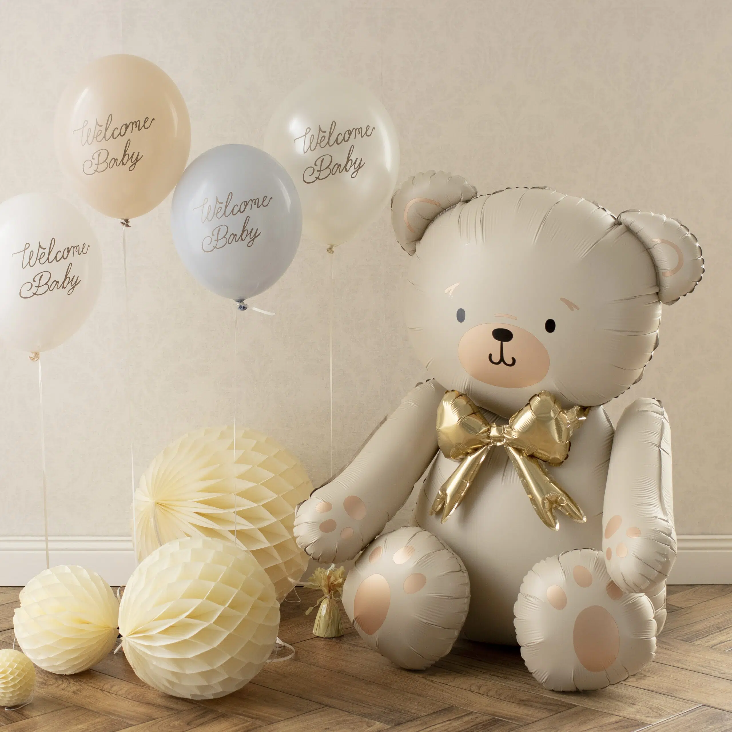 Balon foliowy Miś, 75x84 cm, kremowy - Image 2