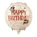 Balon foliowy Happy Birthday Piraci, 35 cm, beżowy