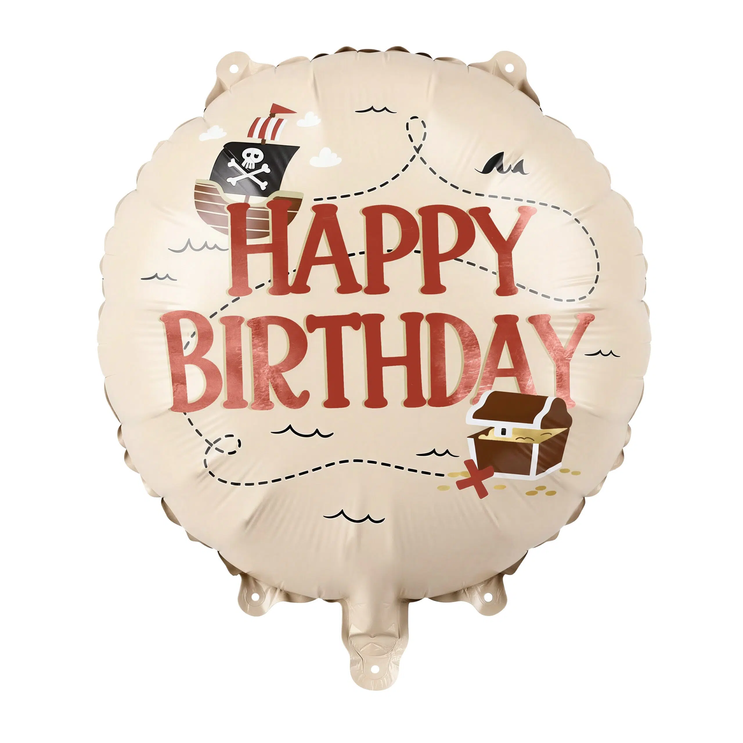 IMG_8975 Balon foliowy Happy Birthday Piraci, 35 cm, beżowy - Image 1