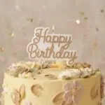 Świeczka urodzinowa Happy Birthday, zimny złoty, 7.5x10 cm - Зображення 2