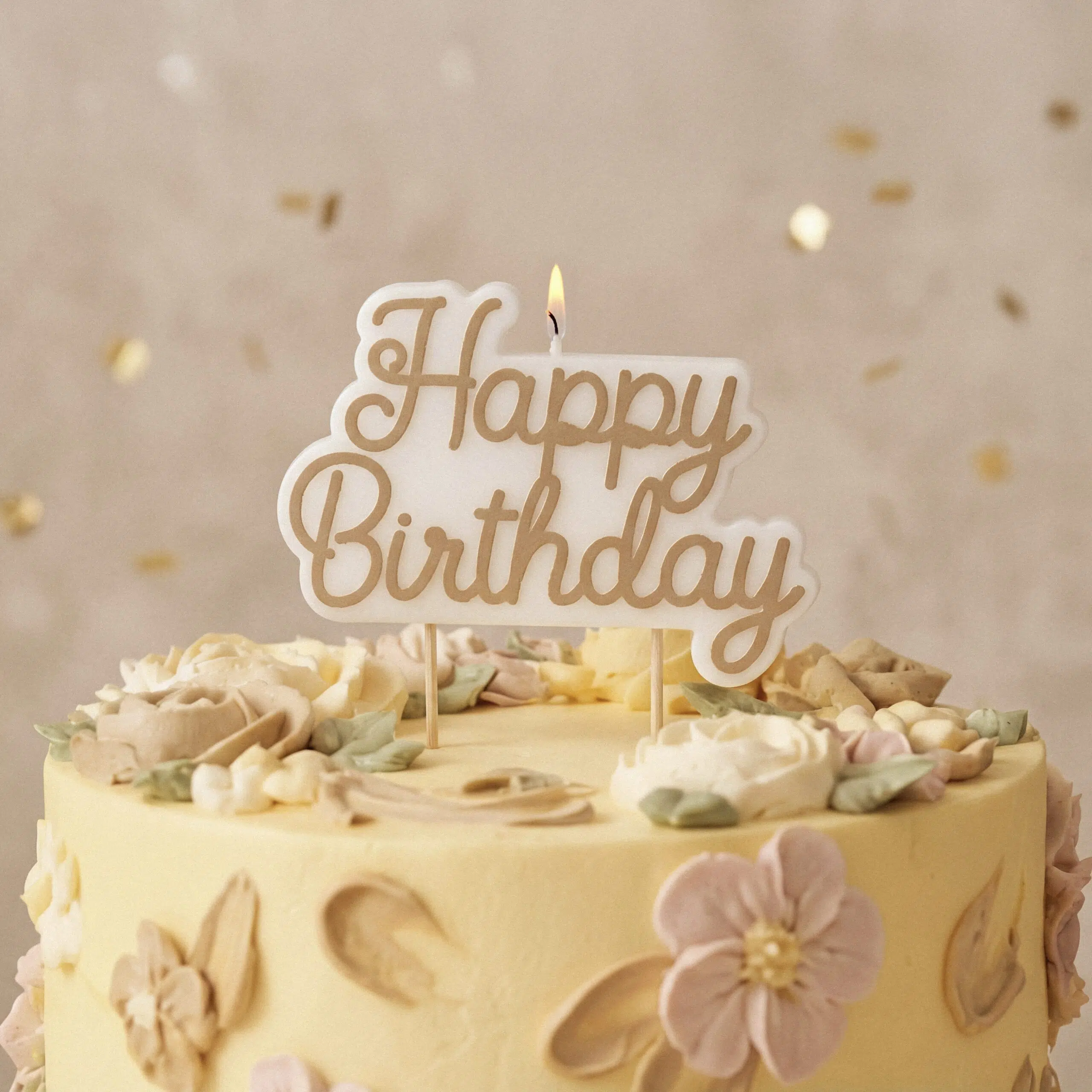 Świeczka urodzinowa Happy Birthday, zimny złoty, 7.5x10 cm - Зображення 2