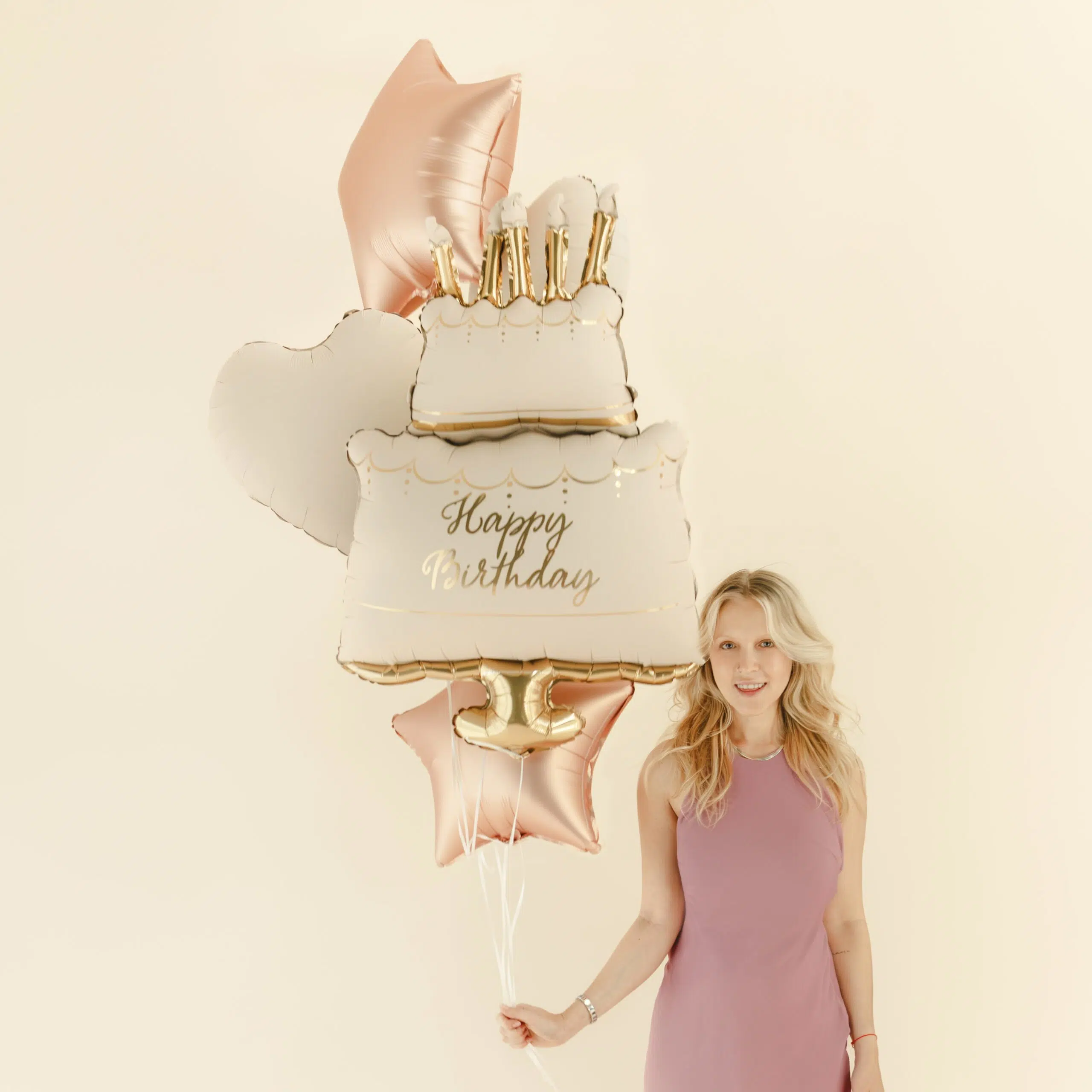 Zestaw balonów foliowych Pastelowy Tort Happy Birthday — изображение 2