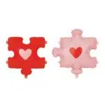 Balony foliowe Puzzle z sercami, 53-55 x 59-67 cm, czerwono-różowy